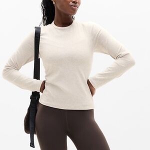 Athleta Signature Rib Top - Long Sleeve - Small - Toasted Brown Heather